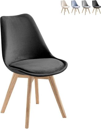 Oresteluchetta Juego De 4 Sillas De Terciopelo Estilo Escandinavo Para Sal&oacute;n Cocina Smart Soft - Negro