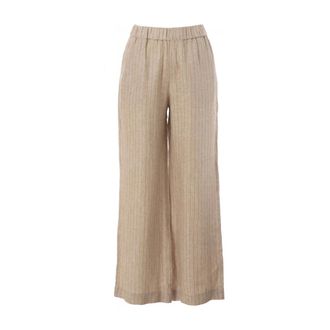 Jcsophie Gestreepte Linnen Garland Broek - Dames - Broeken - Beige - Maat: S Linnen