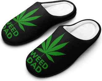 Generic Weed Dad Mens House Slippers Memory Foam Washable Cotton Slip on Home Shoes