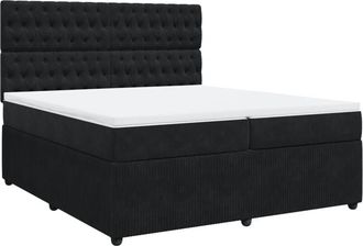 vidaXL Cama Box Spring Con Colch&oacute;n Terciopelo Negro 200x200 Cm Vidaxl