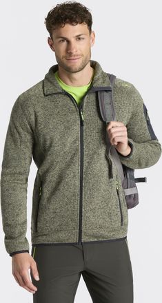 F.lli Campagnolo Strickfleecejacke CMP MAN JACKET, Herren, Gr. 46, sage, nero, Strick, Obermaterial: 100% Polyester, eingefasste Kante, Jacken Strickfleecejacke, atmun