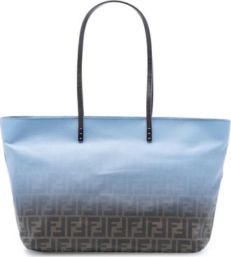 Fendi Blue Medium Ombre Zucca Spalmati Roll Tote
