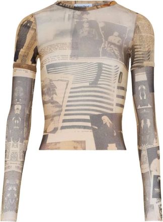 Jean Paul Gaultier Double-sleeves Journal-print Top