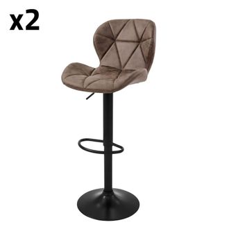 ML Design Lote de 2 taburetes de bar de metal, marrones