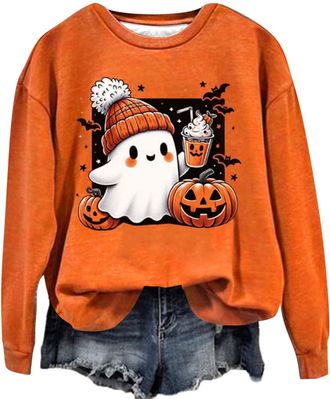 Generic womens halloween costume adult, Halloween Costumes Festival Pumpkin Pullover Tops Fashion Graphic Hoodies Long Sleeve Jumpers Crewneck Sweatshirt Ladi
