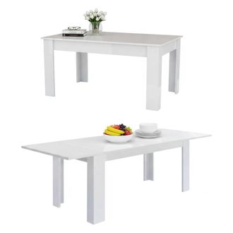 Dmora Dmora - Mesa Extensible Dkouam&eacute;, Consola Extensible Hasta 12 Plazas Consola Extensible 100% Made In Italy, Cm 160/210x90h75, Blanco Brillo