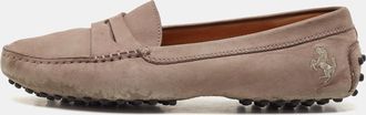 Tod's Tods X Ferrari Grey Nubuck Leather Slip On Loafers