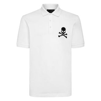 Philipp Plein Tops, Heren, Wit, S, Katoen, Slim Fit Polo shirt SS