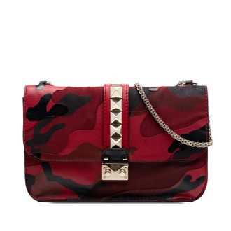 Valentino Pre-owned Valentino Medium Nappa and Canvas Camouflage Rockstud Glam Lock Crossbody Ladies C35BZTOOSNE811ET