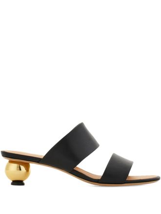 Ferragamo 40mm bauble heel-detail sandals - women - Bos Taurus/Lambskin/Goat Skin/Rubber - 11.5B - Black