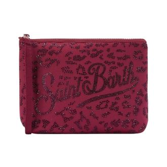 MC2 Saint Barth Clutches, female, Purple, Size: ONE SIZE Aline Strass Leopard 20 Clutch Bag