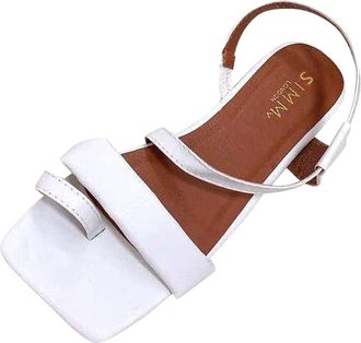 Generic Women Leather Sandals Flat Square Toe Sandals Fashion Skinny Straps Sandal Elegant Thong Sandal Lightweight Walking Shoes Minimalist Ankle Strap Shoes