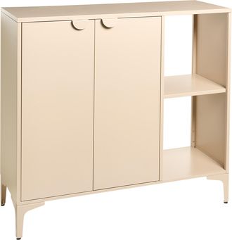 Beliani Aparador Industrial Para Oficina En Casa Con 2 Estantes Y 2 Puertas Magn&eacute;ticas De Acero Beige Ardura