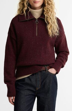 Barbour Lavensdale Wool Blend Half-Zip Sweater in Fig at Nordstrom, Size 4