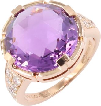Bulgari Gold Clear Purple Pink Gold (18K) Band Ring (Pre-Owned)