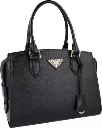 Prada Womens Calfskin Top Handle Bag Black Calf Leather