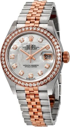 Rolex Pre-owned Rolex Lady Datejust Mother of Pearl Steel and 18K Everose Gold Diamond Jubilee Watch 279381MDJ