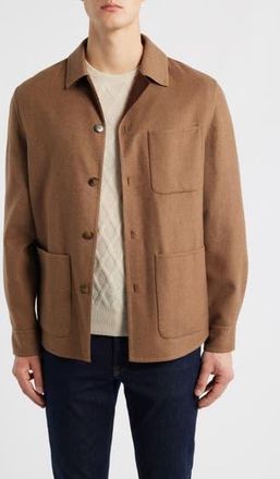 Canali Hand Sewn Wool Blend Overshirt in Brown at Nordstrom Rack, Size 42 Us / 52 Eu Regular
