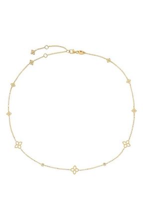 Roberto Coin Principessa Diamond Flower Station Necklace in Yellow at Nordstrom, Size 17