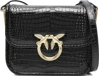 Pinko Crocodile-Embossed Shoulder Bag With Gold-Tone Bird Clasp