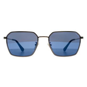 Police Square Mens Shiny Rose Gold Smoke Blue Mirror SPLL84 Octane 9 Metal - One Size