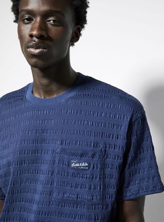 Scotch & Soda Mens Pleated-stripe T-shirt