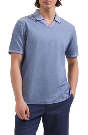 Bugatchi Tipped Johnny Collar Polo in Cobalt at Nordstrom, Size Xx-Large