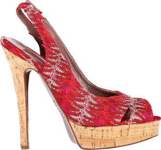 Missoni Slingback Platform Sandals in Red Crocheted Viscose