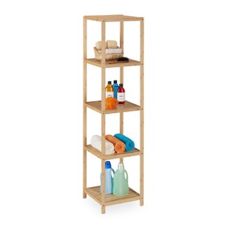 Relaxdays Estanter&iacute;a Ba&ntilde;o Bamb&uacute;, 5 Baldas, 162 X 38 X 39,5 Cm, Estante Vertical Para Lavabo Y Cocina, De Pie, Natural - Relaxdays