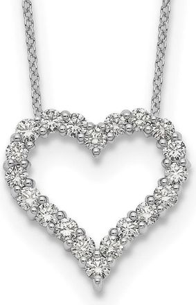 Diamond2Deal 14k Gold 1 Ct Lab Grown Diamond Open Heart Pendant Necklace 18 Clarity VS, Color D-E