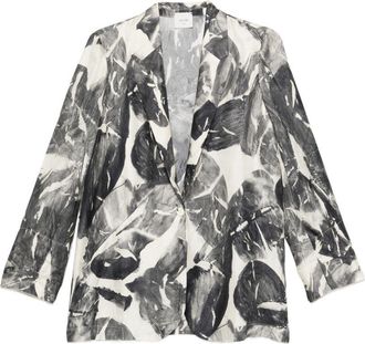 Alysi Womens Silk & Nylon Printed Single-Breasted Jacket