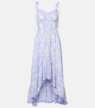 Juliet Dunn Asymmetric floral cotton midi dress