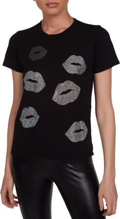 Lauren Moshi Croft Crystal Multi Lips Top in Black at Nordstrom, Size X-Small