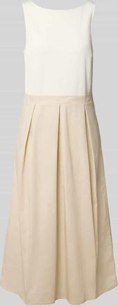 Zero Midikleid aus Viskose-Mix mit Kellerfalten in Beige, Größe 38