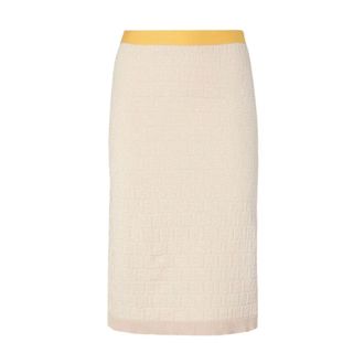 Fendi Rechte Midi Rok - Dames - Midirokken - Beige - XS - Katoen - Rokken