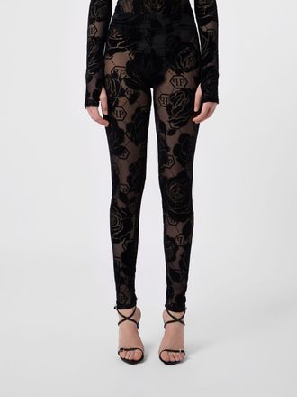 Philipp Plein Leggings skinny a vita alta con stampa monogram floreale