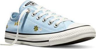 Converse Gender Inclusive Chuck Taylor All Star Floral Embroidered Canvas Low Top Sneaker in Clear Skies/Bright Outlook at Nordstrom, Size 9.5