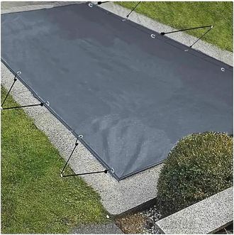 OEM Cubierta De Seguridad Para Piscina, 3,96 X 7,99 M, Apta Para Piscinas De 3,66 X 7,62 M, Pvc De 650-680 G/m&sup2;, Color Carb&oacute;n, Perno De Anclaje Al Suelo D
