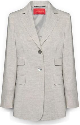 Elena Miro Enkelrijig Linnenmix Blazer - Dames - Blazers - Grijs - 6XL - Linnen - Jassen