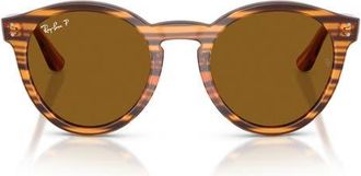 Ray-Ban Reverse 52mm Polarized Phantos Sunglasses in Striped Havana /Brown at Nordstrom