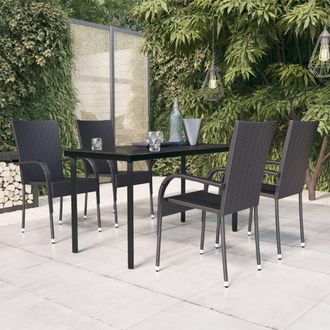 Berkfield Home 5 Piece Outdoor Dining Set Black