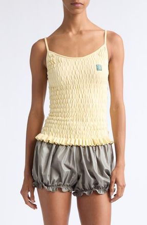 Conner Ives The Shirred Knit Cotton & Cashmere Camisole in Lemon at Nordstrom, Size X-Small