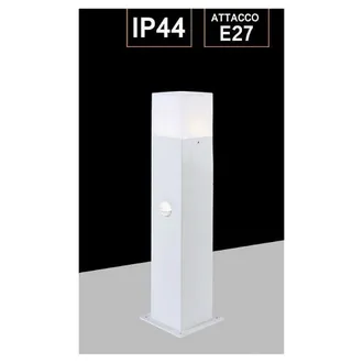 Trade Shop Trade Shop Traesio - Trade Shop - Lampione Esterno Con Sensore Movimento E27 Lampada Da Terra Lampioncino Ip44 H440 - Blanco
