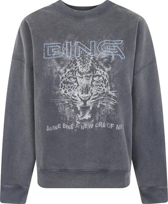 Anine Bing Miles Sweatshirt Leo Muse - Dames - Sweatshirts - Zwart - XS - Katoen - Hoodies & sweatvesten