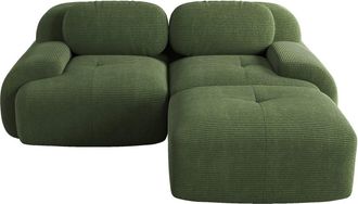 Urban Meuble Sof&aacute; modular de pana verde: respaldo ovalado y asiento ancho