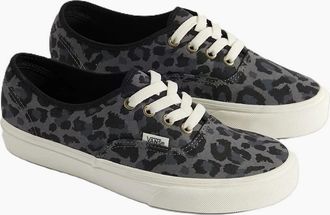 Vans Womens Vans Authentic Canvas Womens Leopard Black/Pewter Trainers - Grey - Size: 5