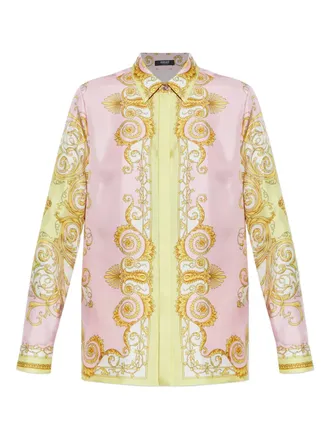 Versace long-sleeved Medusa-head shirt - women - Silk - 42 - Pink