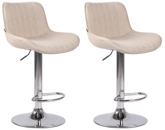 Clp Set de 2 Taburetes de bar regulable en Tela Crema