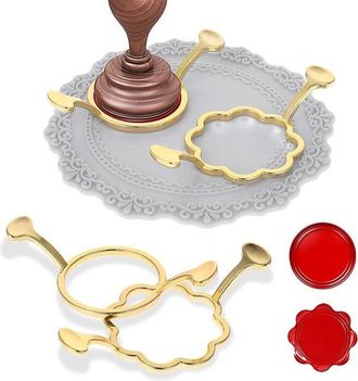 OEM Juego De Sellos De Lacre - 2,5 Cm - 2 Piezas - Formas Redondas Y Florales Con Tapete De Silicona Para Envolver Regalos