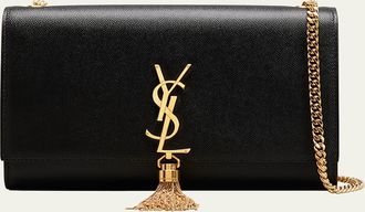 Saint Laurent Kate Medium Tassel YSL Wallet on Chain in Grained Leather